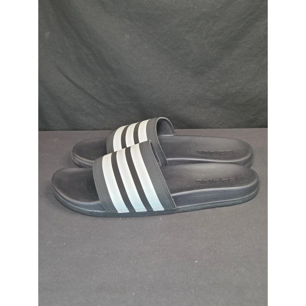 Adidas Adilette Shower Slides Mens‎ 8 Black White Athletic Sandals JS4313
